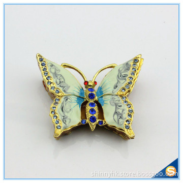 Handmade Enamel Craft Butterfly Shape Trinket Box Crystal Jewelry Storage Box SCJ589